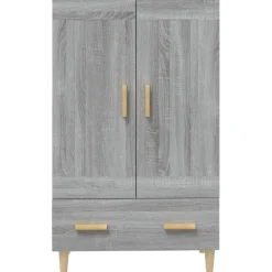 Kaappi peiliovilla 70x31x115 cm tekninen puu eukalyptuspuu/betoninharmaa