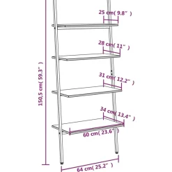 Kalteva hylly, 64x34x116-186cm, eri kokoja ja värejä