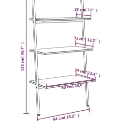 Kalteva hylly, 64x34x116-186cm, eri kokoja ja värejä