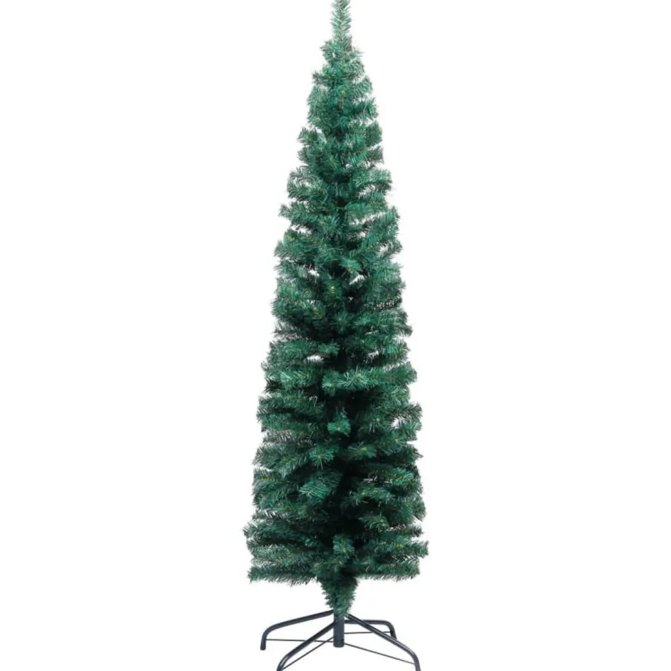 Kapea tekojoulukuusi jalustalla, vihreä, 150cm, PVC