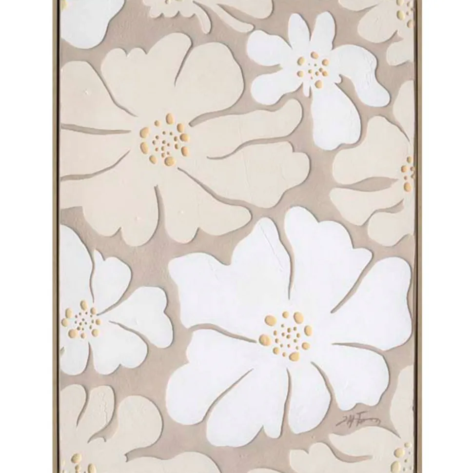 Kehystetty taulu Home4You 60x80 cm, beiget kukat