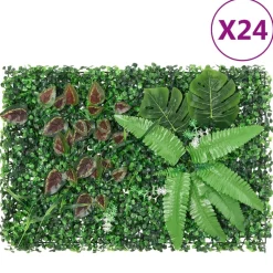 Keinotekoinen kasviaita 24 kpl vihreä 40x60 cm (66649)