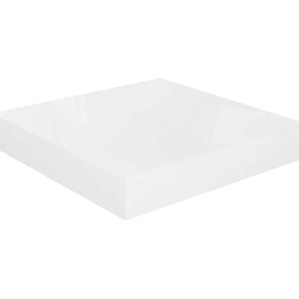 Kelluvat seinähyllyt 2kpl korkeakiilto valk. 23x23,5x3,8 cm