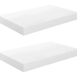 Kelluvat seinähyllyt 2 kpl korkeakiilto valk. 40x23x3,8 cm