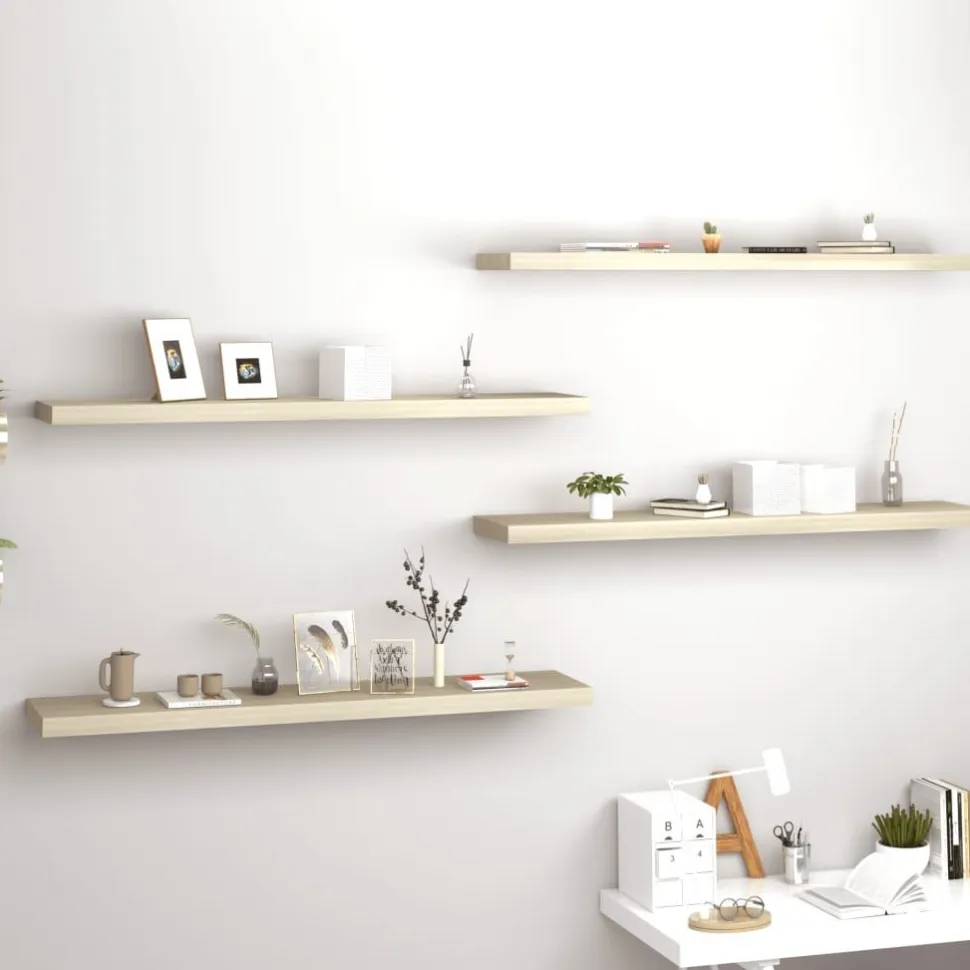 Kelluvat seinähyllyt 4 kpl tammi 120x23,5x3,8 cm mdf