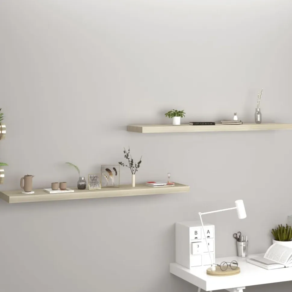 Kelluvat seinähyllyt 2 kpl tammi 120x23,5x3,8 cm mdf