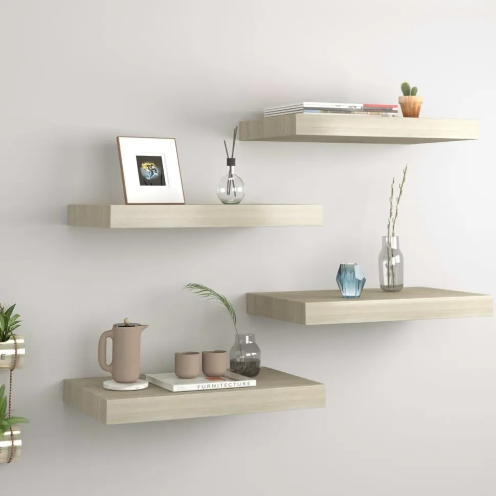 Kelluvat seinähyllyt 4 kpl tammi 40x23x3,8 cm mdf