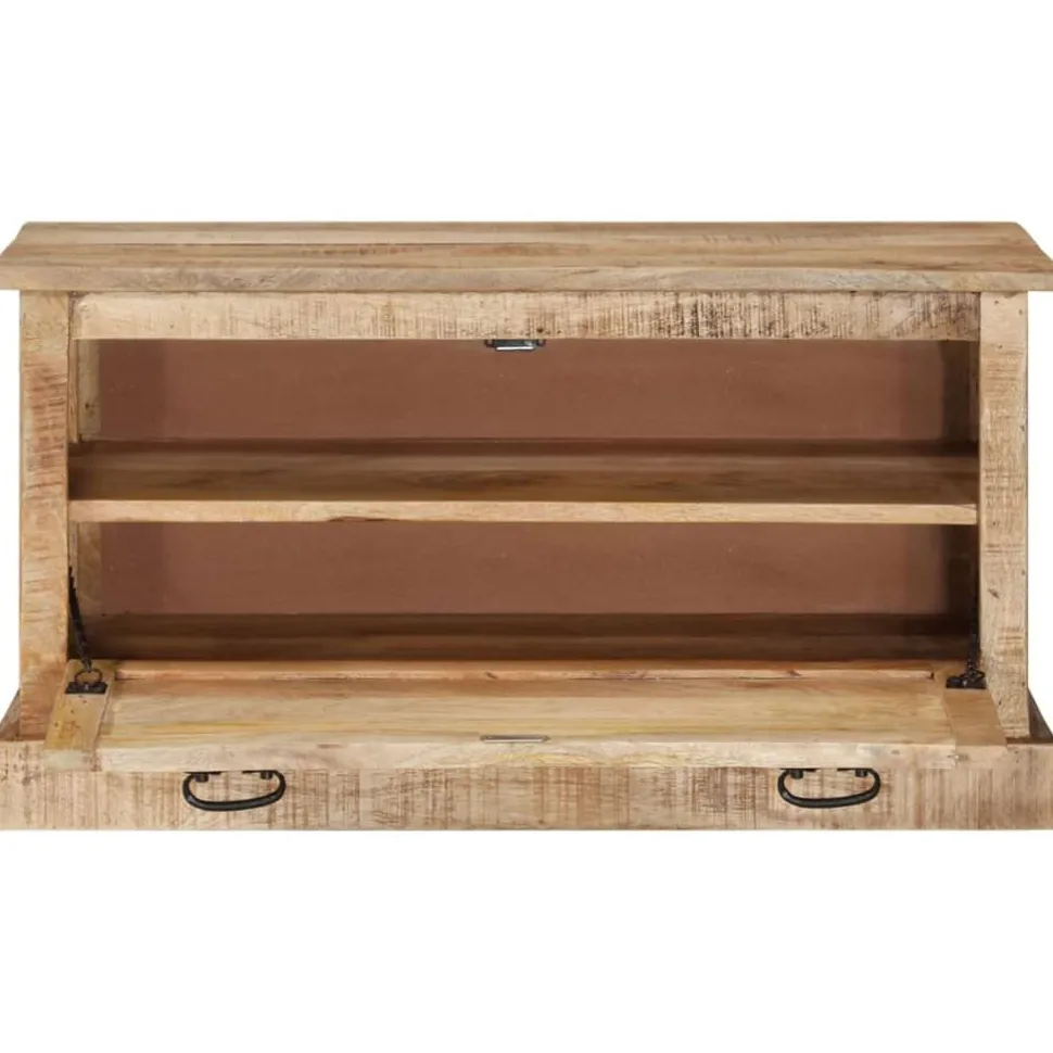 Kenkien säilytyspenkki 85x40x45 cm täysi mangopuu (37827)