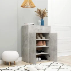 Kenkäkaappi betoninharmaa 60x35x84 cm lastulevy