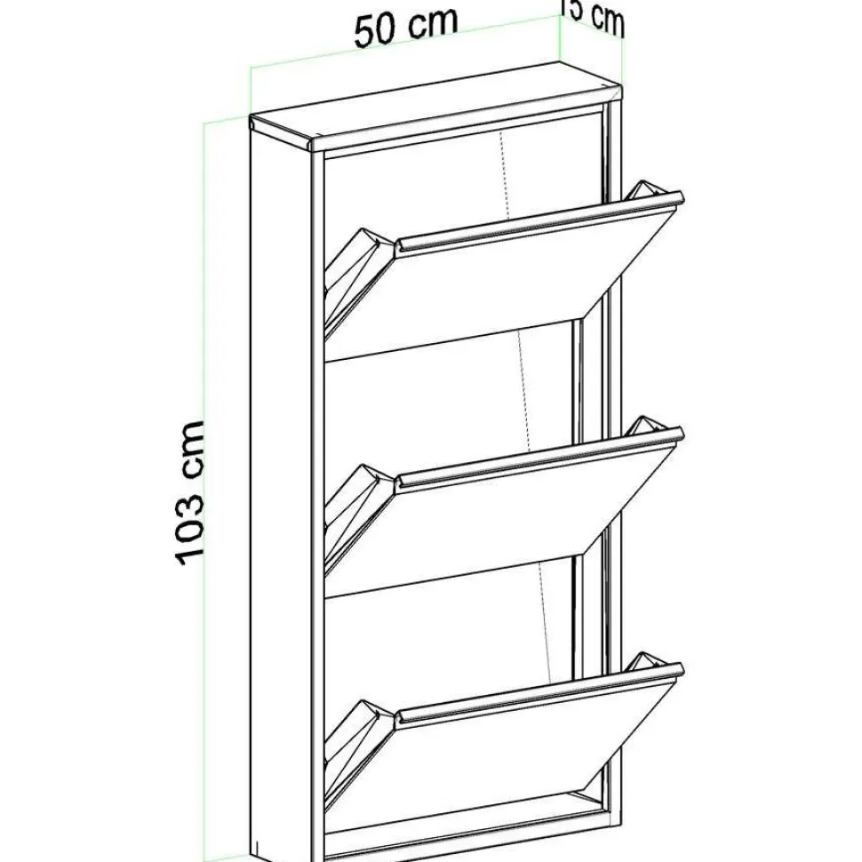 Kenkäkaappi Linento Furniture 3 Piece Metal, 50x103cm
