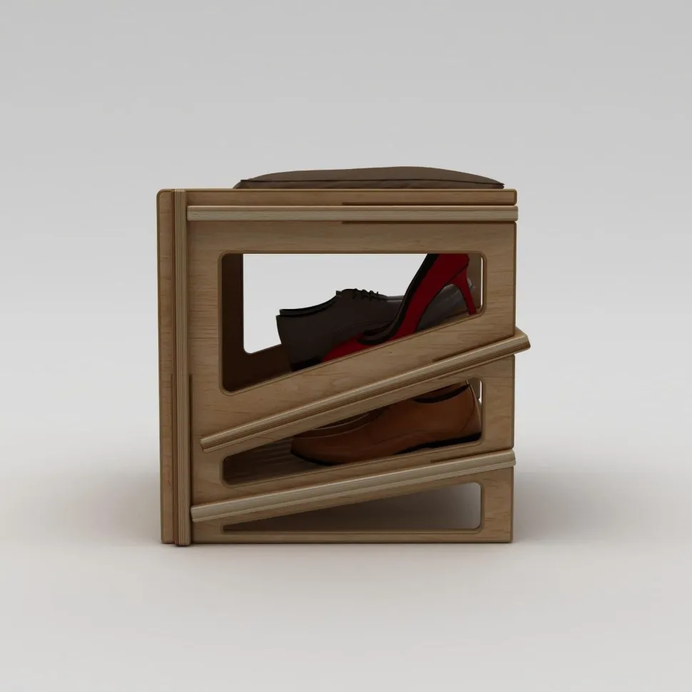 Kenkäteline Linento Furniture Jolly, 44x44x42cm, ruskea