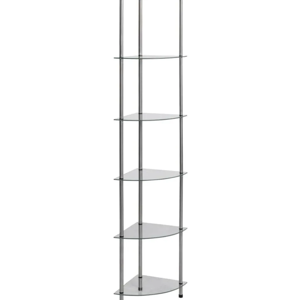 6-kerroksinen hylly läpinäkyvä 30x30x160 cm karkaistu lasi