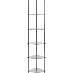6-kerroksinen hylly läpinäkyvä 30x30x160 cm karkaistu lasi