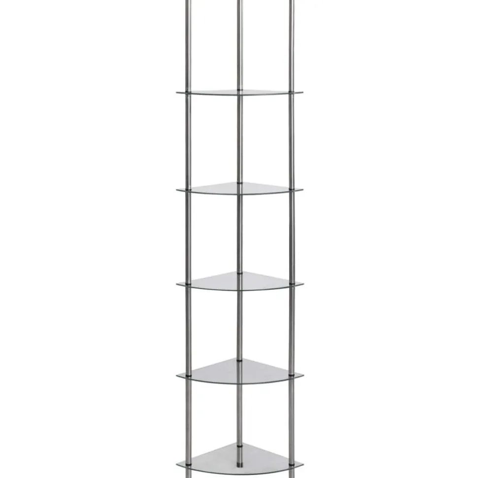 6-kerroksinen hylly läpinäkyvä 30x30x160 cm karkaistu lasi