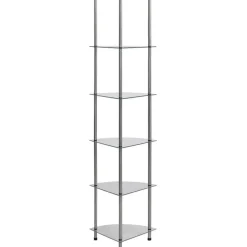 6-kerroksinen hylly läpinäkyvä 30x30x160 cm karkaistu lasi