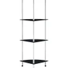 4-kerroksinen hylly musta 30x30x100 cm karkaistu lasi
