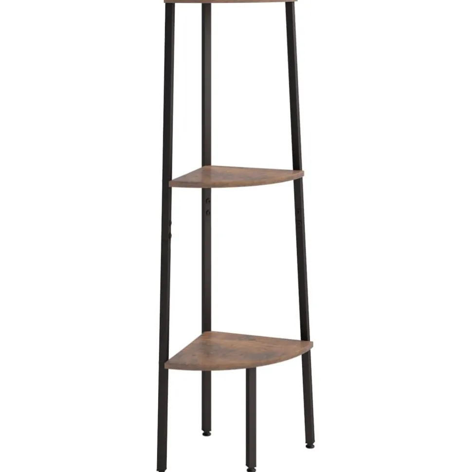 3-kerroksinen kulmahylly 45,5x31,5x120 cm tummanruskea/musta
