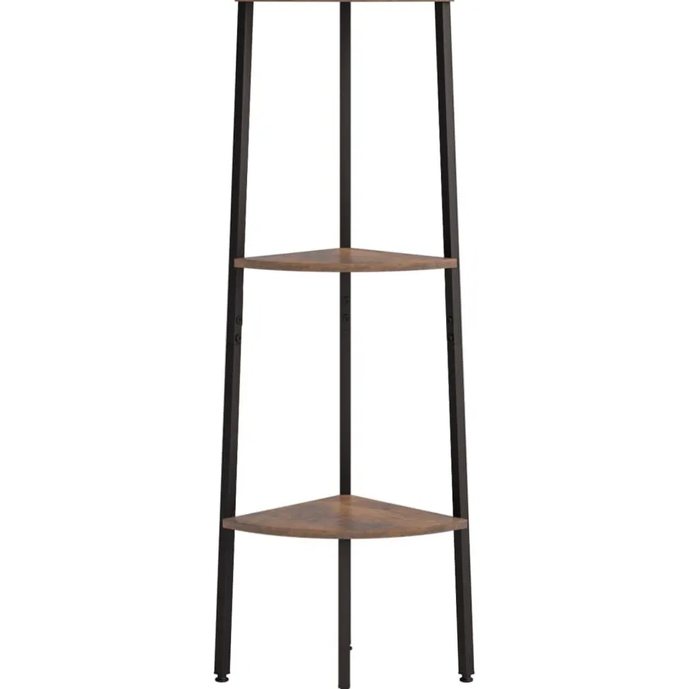 3-kerroksinen kulmahylly 45,5x31,5x120 cm tummanruskea/musta