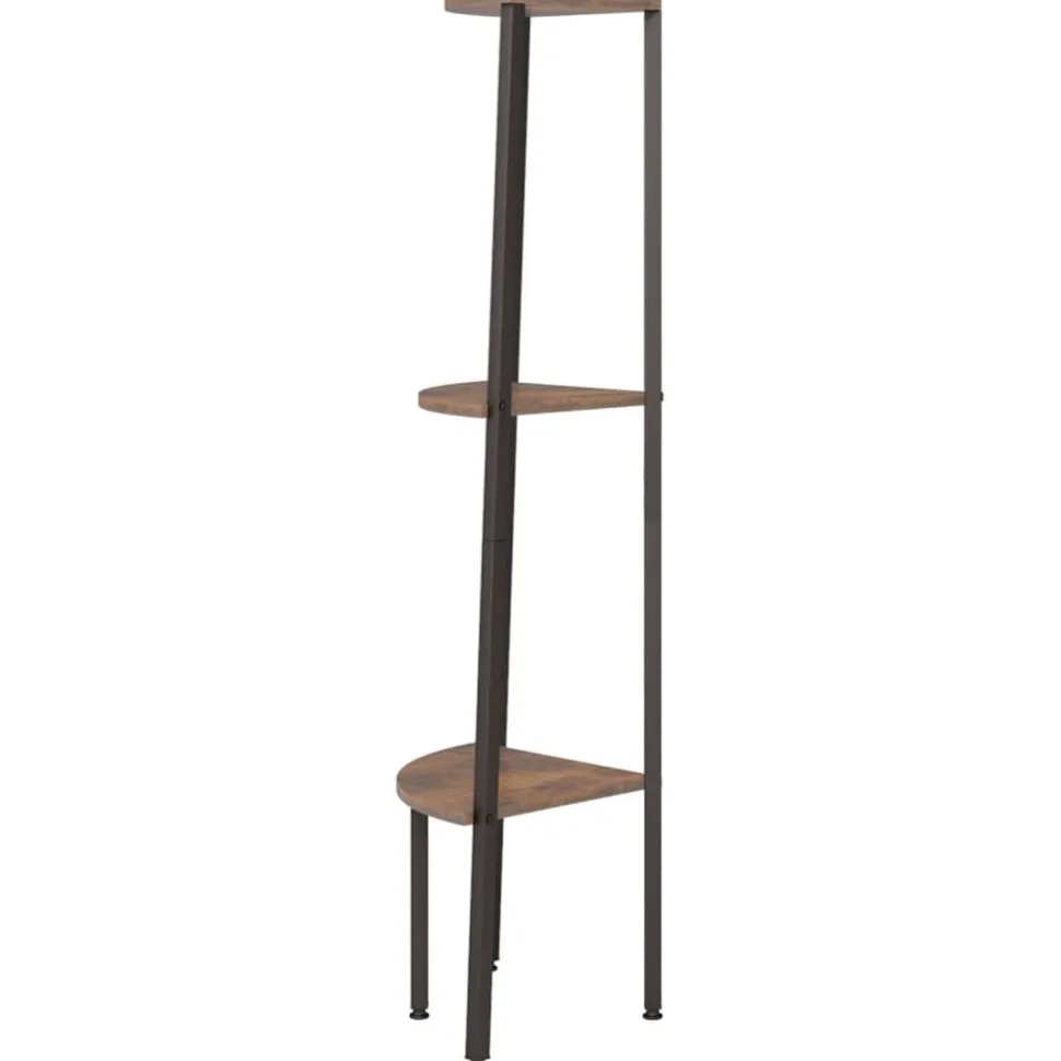 3-kerroksinen kulmahylly 45,5x31,5x120 cm tummanruskea/musta