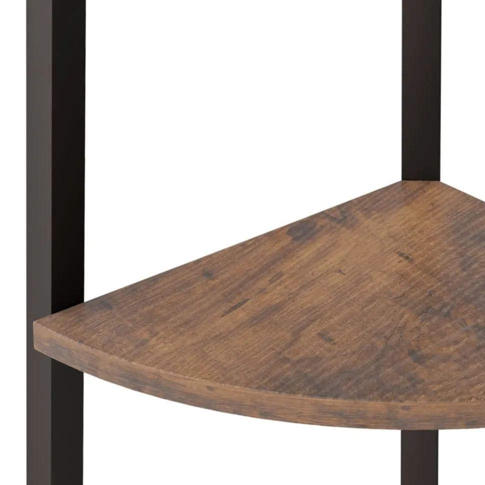 3-kerroksinen kulmahylly 45,5x31,5x120 cm tummanruskea/musta