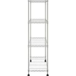 4-kerroksinen varastohylly pyörillä 90x35x142 cm kromi 200 kg