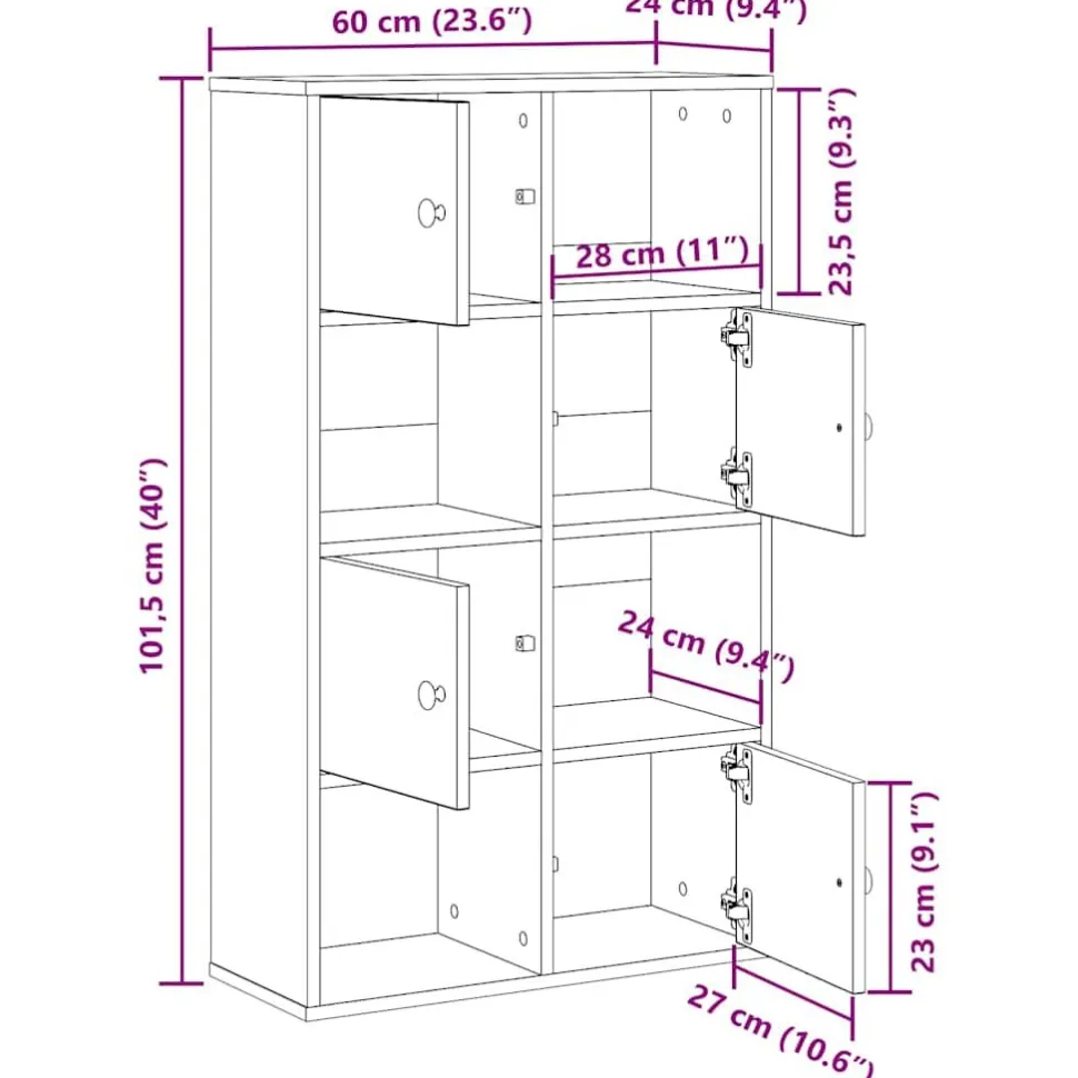 Kirjahylly artesaani tammi 60x24x101,5 cm tekninen puu (60399)