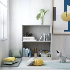 Kirjahylly betoninharmaa 60x24x74,5 cm lastulevy