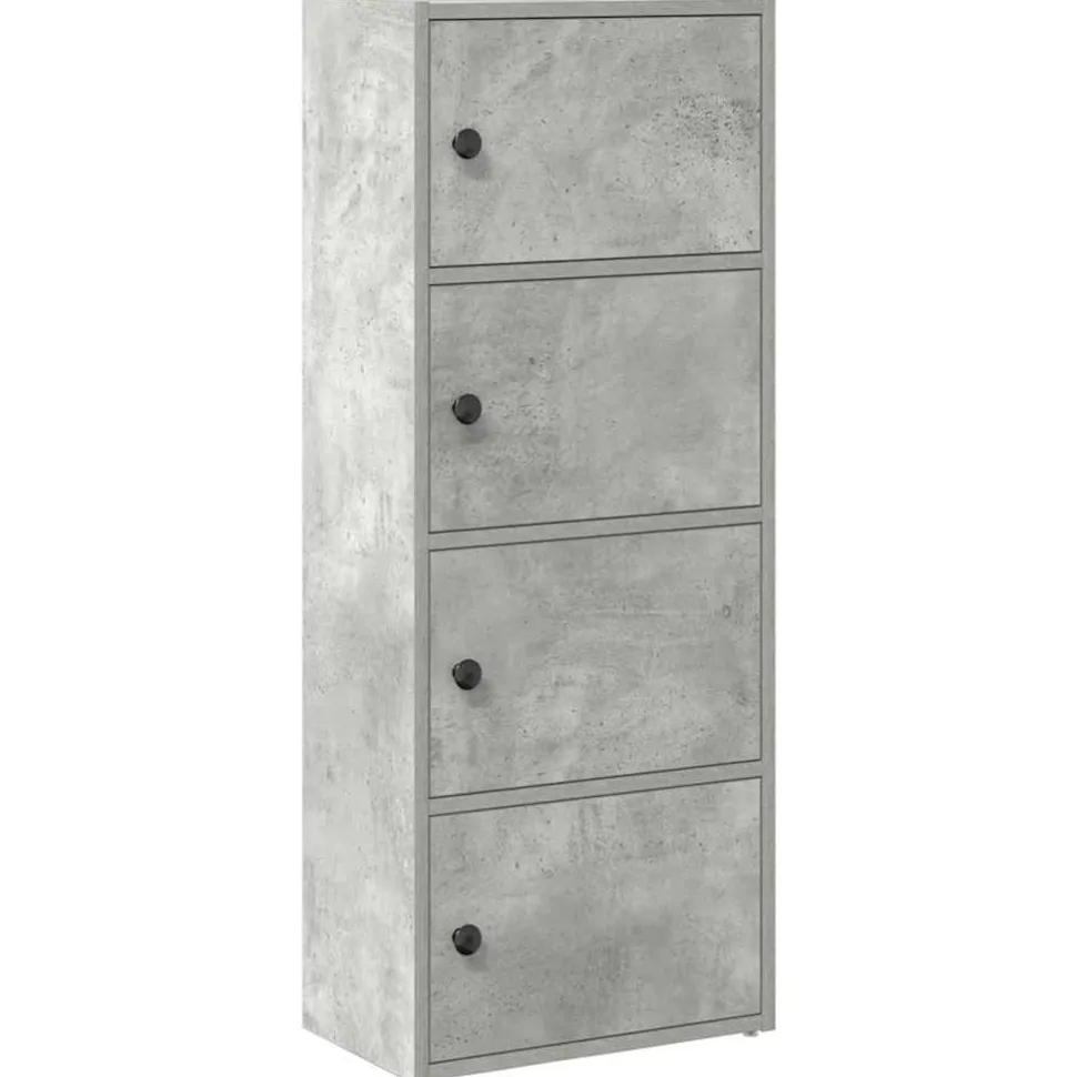 Kirjahylly betoninharmaa 40x24x102 cm tekninen puu (60376)