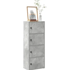 Kirjahylly betoninharmaa 40x24x102 cm tekninen puu (60376)