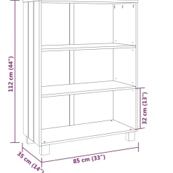 Kirjahylly Hamar 85x35x112 cm mänty valkoinen