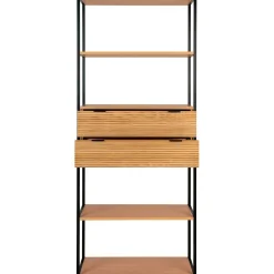 Kirjahylly House Nordic Minato, 84.5x35x200cm, 2 laatikolla, ruskea/musta