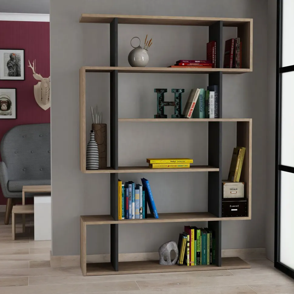 Kirjahylly Linento Furniture Mito antrasiitti/ruskea