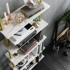 Kirjahylly Linento Furniture Piante valkoinen/kulta