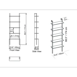 Kirjahylly Linento Furniture Piante valkoinen/kulta