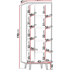 Kirjahylly Nomla R1D PINELLI PN-03, 70x190cm, musta/ruskea