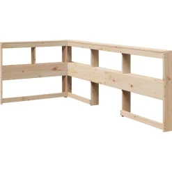 Kirjahyllyn pääty L-muotoinen 80 cm massiivipuumäntyä (59277)