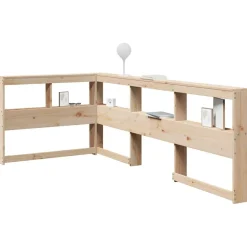 Kirjahyllyn pääty L-muotoinen 80 cm massiivipuumäntyä (59277)