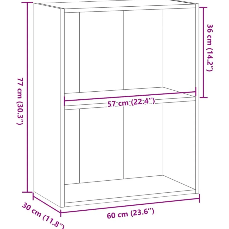 Kirjahylly savutammi 60x30x77 cm tekninen puu (57894)