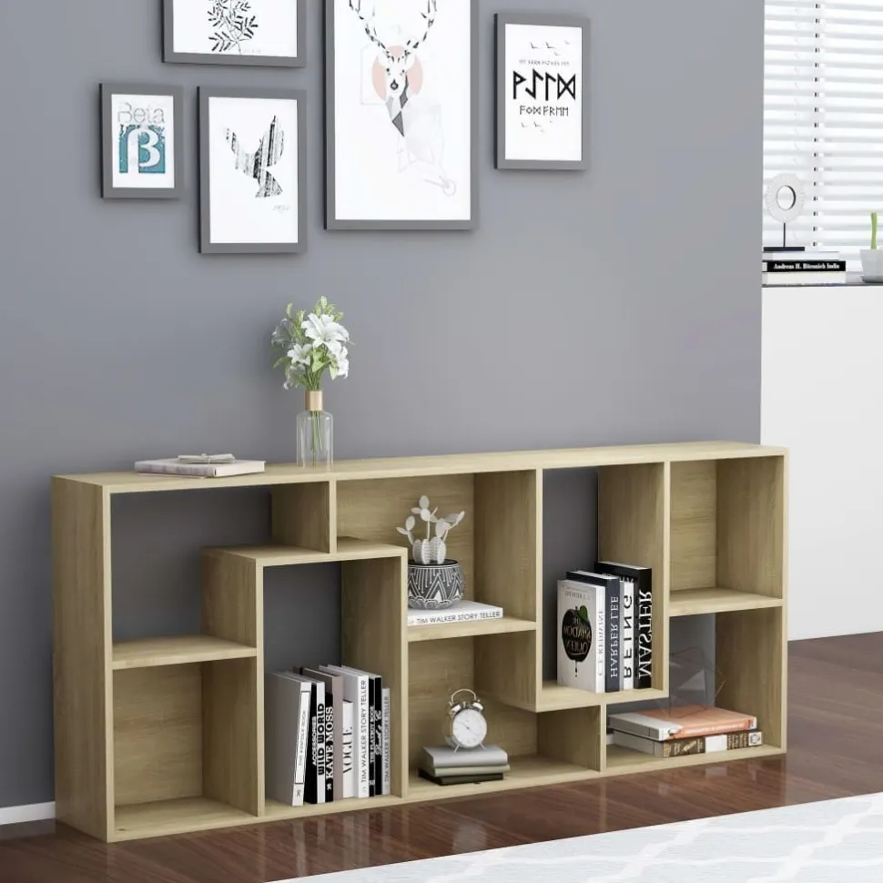 Kirjahylly sonoma-tammi 67x24x161 cm lastulevy