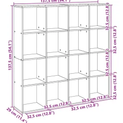 Kirjahylly Sonoma-tammi 137,5x29x137,5 cm lastulevy (10291)