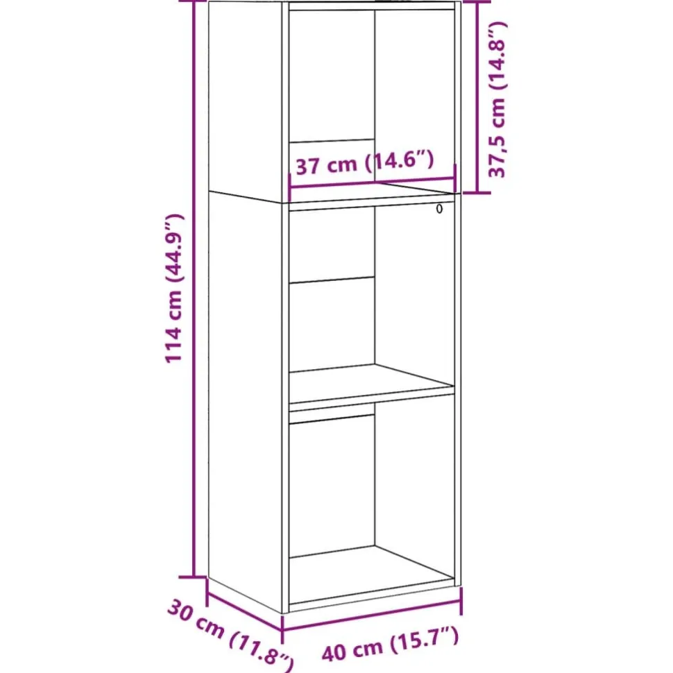 Kirjahylly Sonoma-tammi 40x30x114 cm tekninen puu (57869)