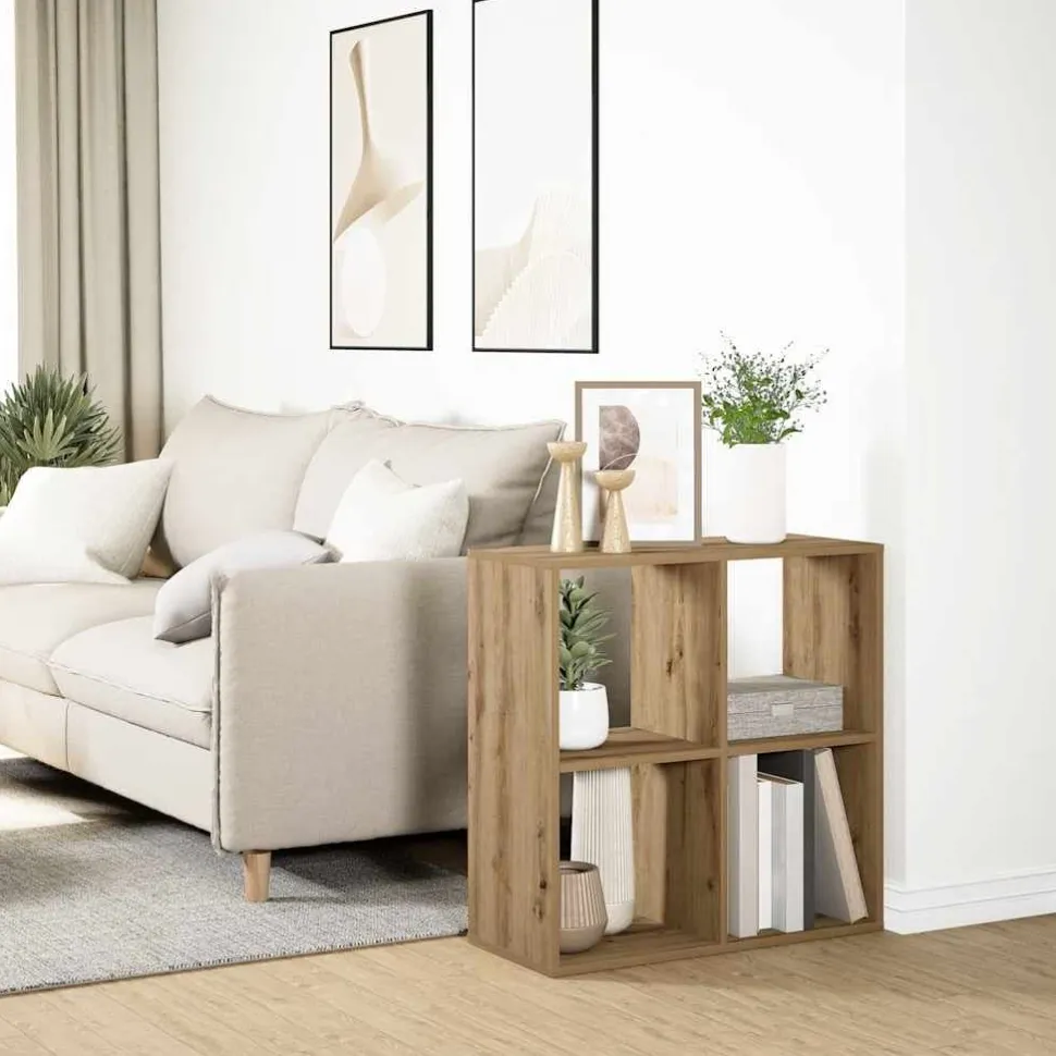 Kirjahylly/Tilanjakaja tammi 69,5x29x69,5 cm tekninen puu (58011)