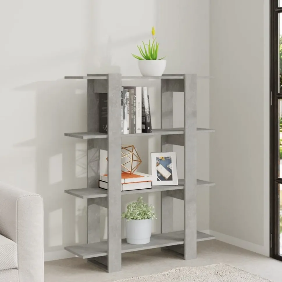 Kirjahylly/tilanjakaja 100x30x123,5 cm betoninharmaa