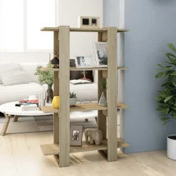 Kirjahylly/tilanjakaja 80x30x123,5 cm betoninharmaa