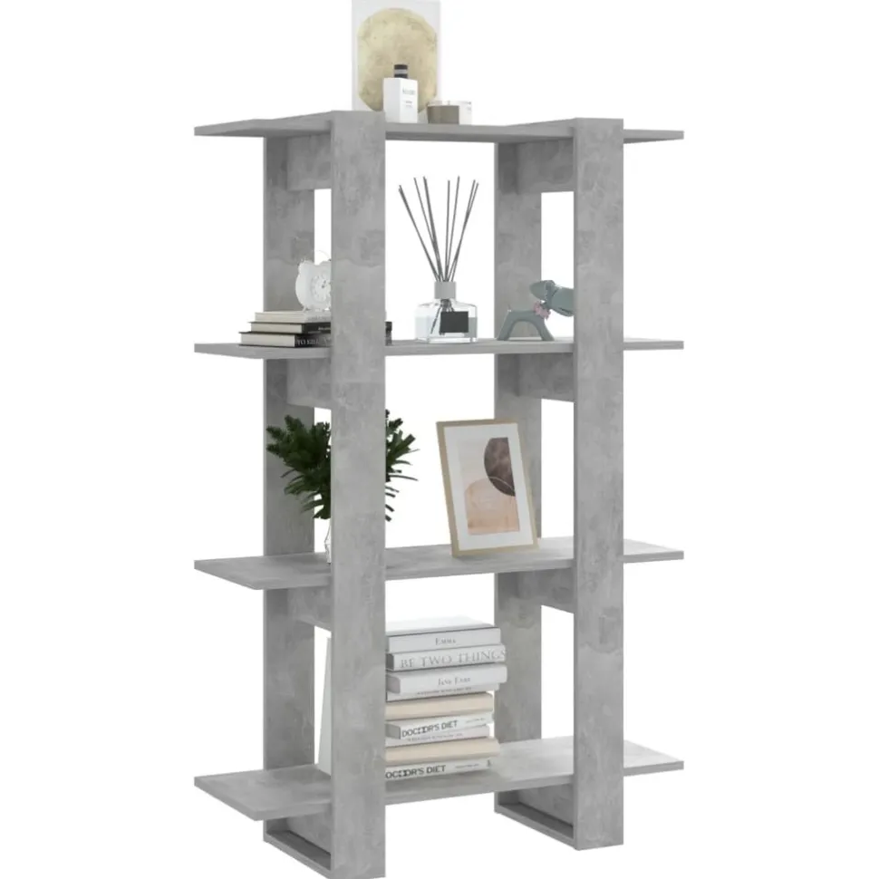 Kirjahylly/tilanjakaja 80x30x123,5 cm betoninharmaa