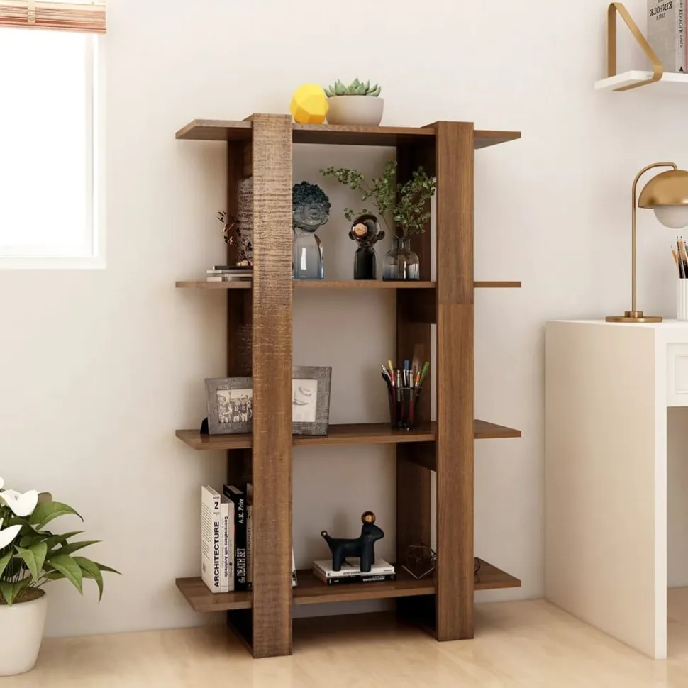 Kirjahylly/tilanjakaja 80x30x123,5 cm betoninharmaa