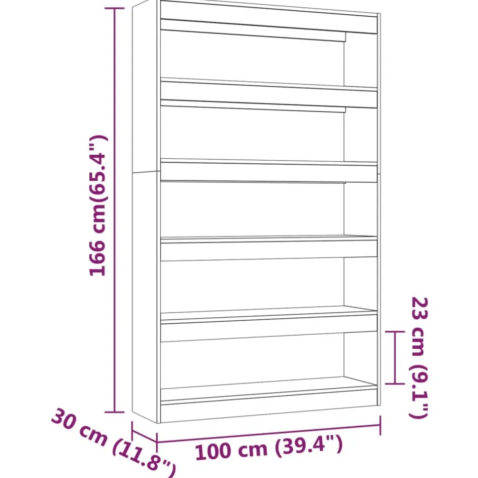 Kirjahylly/tilanjakaja 100x30x166 cm betoninharmaa