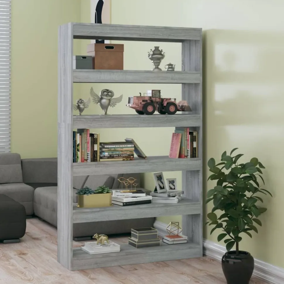 Kirjahylly/tilanjakaja 100x30x166 cm betoninharmaa