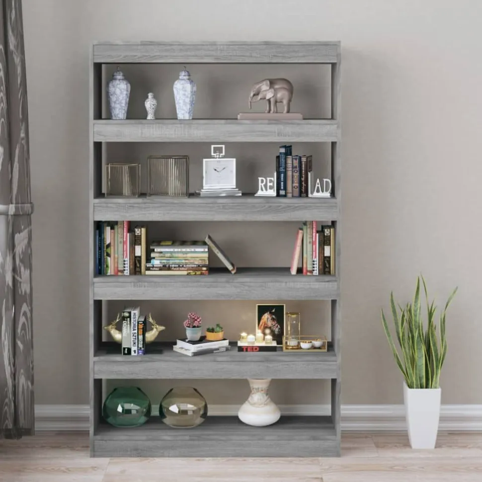 Kirjahylly/tilanjakaja 100x30x166 cm betoninharmaa