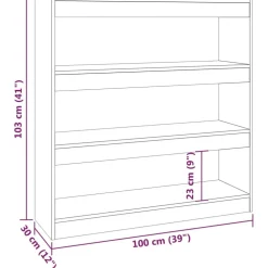 Kirjahylly/tilanjakaja 100x30x103 cm betoninharmaa